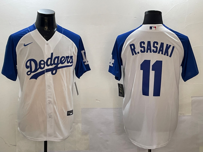 Men Los Angeles Dodgers #11 R Sasaki white 2025 MLB nike jersey style 13